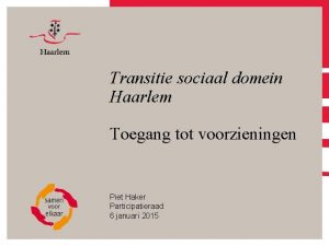 Transitie sociaal domein Haarlem Toegang tot voorzieningen Piet