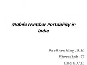 Mobile Number Portability in India Need of Number