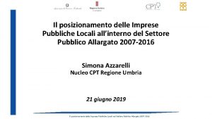 Il posizionamento delle Imprese Pubbliche Locali allinterno del