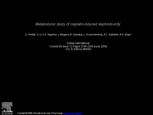 Metabolomic study of cisplatininduced nephrotoxicity D Portilla S