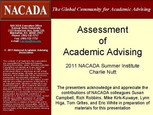 The Global Community for Academic Advising NACADA Executive