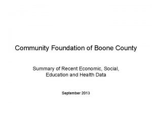 Community Foundation of Boone County Summary of Recent