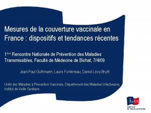 Mesures de la couverture vaccinale en France dispositifs