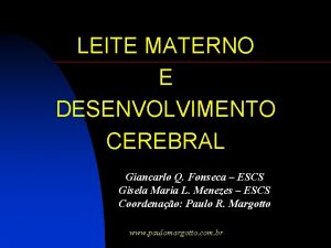 LEITE MATERNO E DESENVOLVIMENTO CEREBRAL Giancarlo Q Fonseca