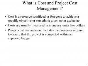 What is Cost and Project Cost Management Cost