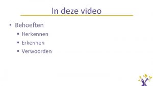 In deze video Behoeften Herkennen Erkennen Verwoorden Behoeften