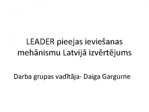 LEADER pieejas ievieanas mehnismu Latvij izvrtjums Darba grupas
