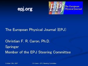 epj org The European Physical Journal EPJ Christian