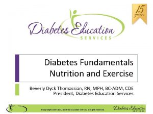 Diabetes Fundamentals Nutrition and Exercise Beverly Dyck Thomassian