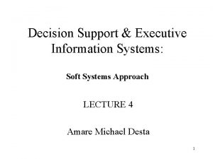Decision Support Executive Information Systems Soft Systems Approach
