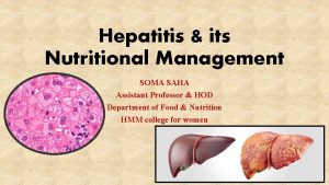 Hepatitis its Nutritional Management SOMA SAHA Assistant Professor