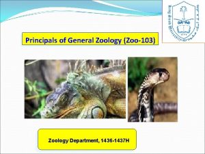 Principals of General Zoology Zoo103 Zoology Department 1436