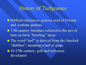 History of Turfgrasses Biblical references grasses used in