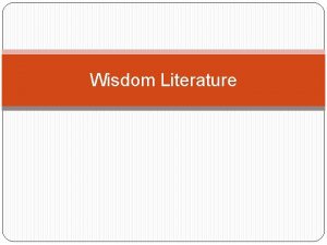 Wisdom Literature Proverbs Theme Chapter Prologue 1 1