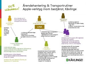 rendehantering Transportrutiner Appleverktyg inom bastjnst Kvlinge Bring Lin