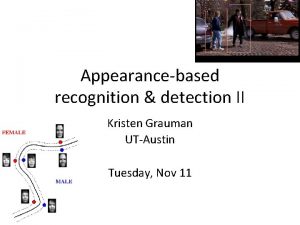 Appearancebased recognition detection II Kristen Grauman UTAustin Tuesday