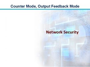 Counter Mode Output Feedback Mode Network Security 1