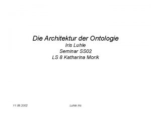 Die Architektur der Ontologie Iris Luhle Seminar SS