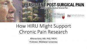 How HIRU Might Support Chronic Pain Research Alfonso