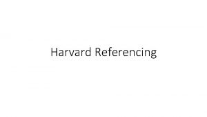 Harvard Referencing References should be at the end