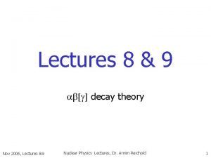 Lectures 8 9 abg decay theory Nov 2006