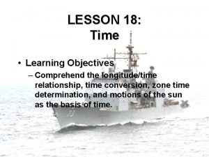 LESSON 18 Time Learning Objectives Comprehend the longitudetime