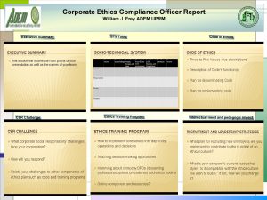 Corporate Ethics Compliance Officer Report William J Frey