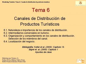 Marketing Turstico Tema 6 Canales de distribucin de