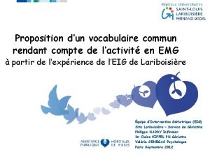 Proposition dun vocabulaire commun rendant compte de lactivit