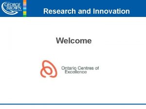 Research and Innovation Welcome Research and Innovation Sensory