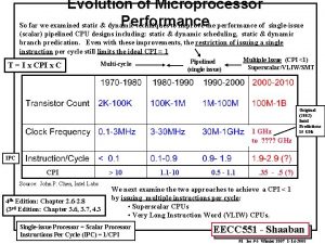 Evolution of Microprocessor Performance So far we examined