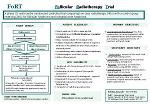 Fo RT Follicular Radiotherapy Trial A phase III