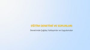 ETM DENETM VE SORUNLARI Denetimde ada Yaklamlar ve