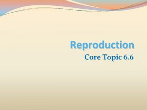 Reproduction Core Topic 6 6 Sexual reproduction requires