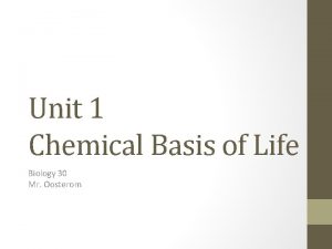 Unit 1 Chemical Basis of Life Biology 30
