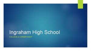 Ingraham High School COLLEGE CAREER NIGHT Welcome Meet