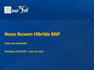 Nome do palestrante Nova Nuvem Hbrida RNP Nome