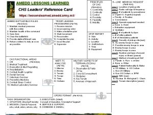 PRINCIPLES OF CHS AMEDD LESSONS LEARNED FM 4
