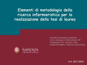 Elementi di metodologia della ricerca infermieristica per la