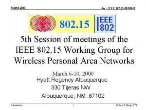 March 2000 doc IEEE 802 15 00101 r