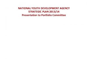 NATIONAL YOUTH DEVELOPMENT AGENCY STRATEGIC PLAN 201314 Presentation