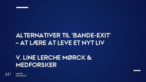 ALTERNATIVER TIL BANDEEXIT AT LRE AT LEVE ET