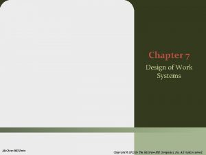 Chapter 7 Design of Work Systems Mc GrawHillIrwin