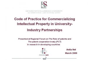 Code of Practice for Commercializing Intellectual Property in