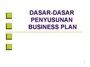 DASARDASAR PENYUSUNAN BUSINESS PLAN 1 Business Plan Adalah