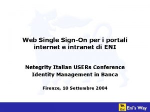 Web Single SignOn per i portali internet e
