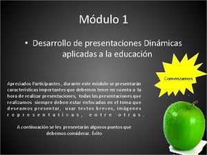 Mdulo 1 Desarrollo de presentaciones Dinmicas aplicadas a