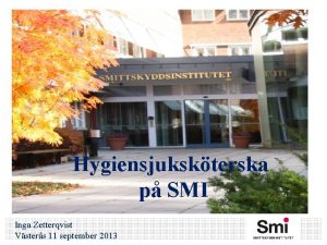 Hygiensjukskterska p SMI Inga Zetterqvist Vsters 11 september