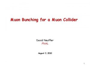 Muon Bunching for a Muon Collider David Neuffer