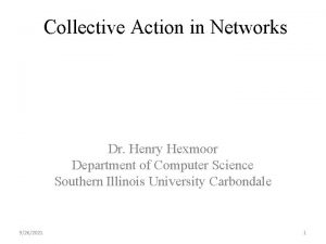 Collective Action in Networks Dr Henry Hexmoor Department